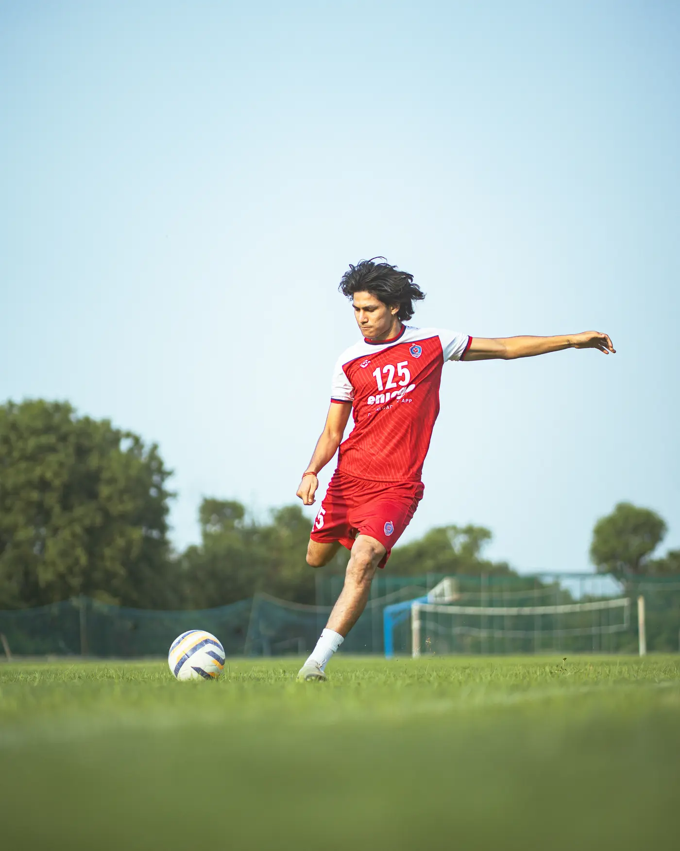 Gaurav Bora representing India on the football pitch