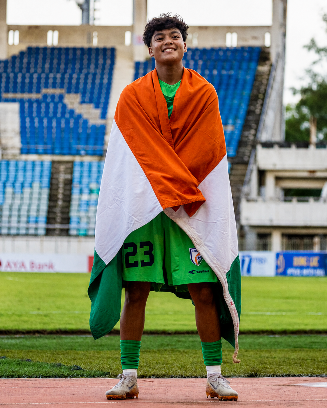 Ribansi Jamu representing India on the football pitch